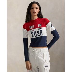NWT Polo Ralph Lauren 2026 Olympics Team USA Women’s Stretch Jersey Mock Neck